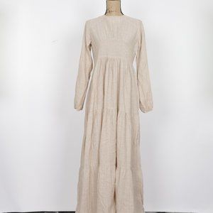Women’s Beige/Cream Maxi Tiered Long Sleeve Dress Size 42